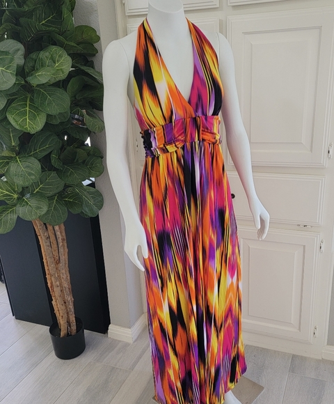 Fire Colors Halter Maxi Dress Size XL - Picture 2 of 5